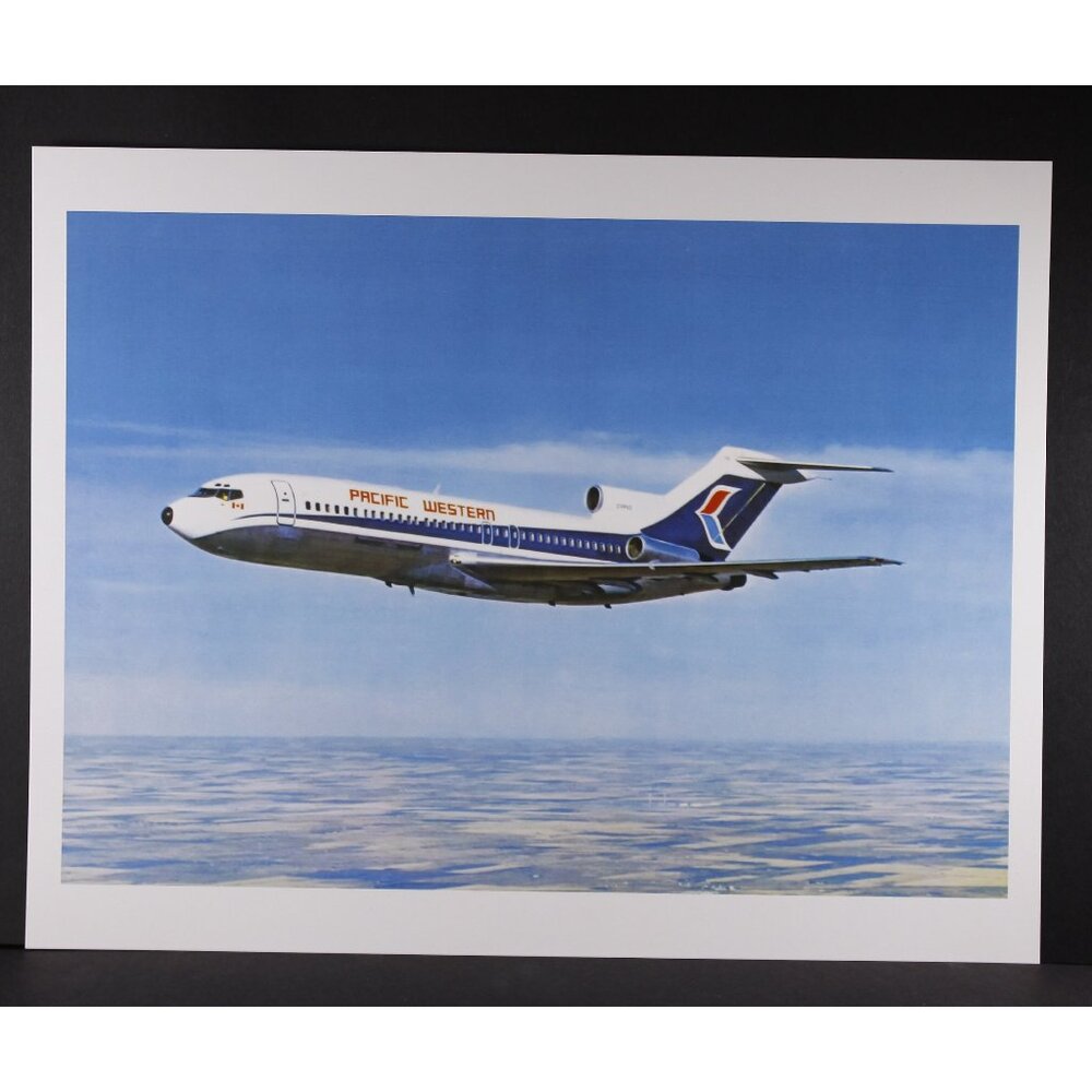 Pacific Western airplane small art poster, vintage aviation print
